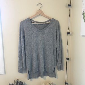 gray v neck sweater